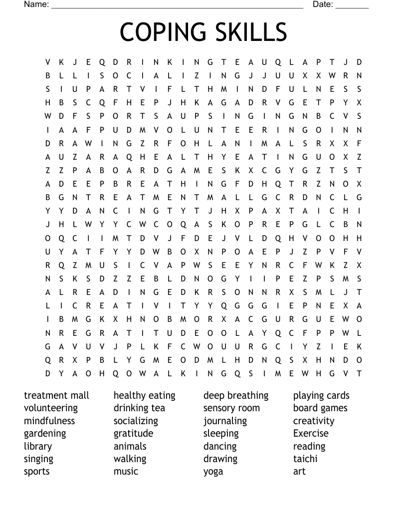 COPING SKILLS Word Search