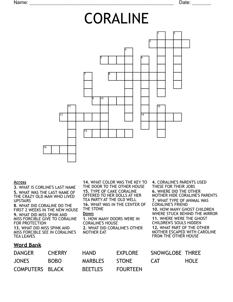 CORALINE Crossword