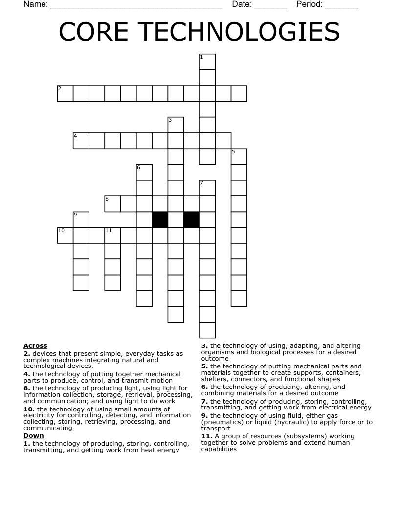CORE TECHNOLOGIES Crossword