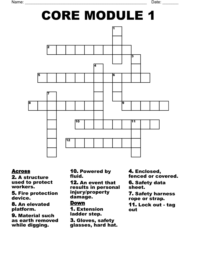 CORE  MODULE  1 Crossword
