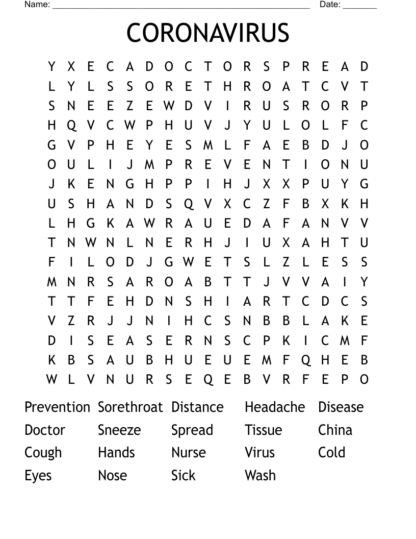 CORONAVIRUS Word Search