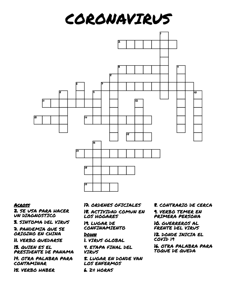 CORONAVIRUS Crossword