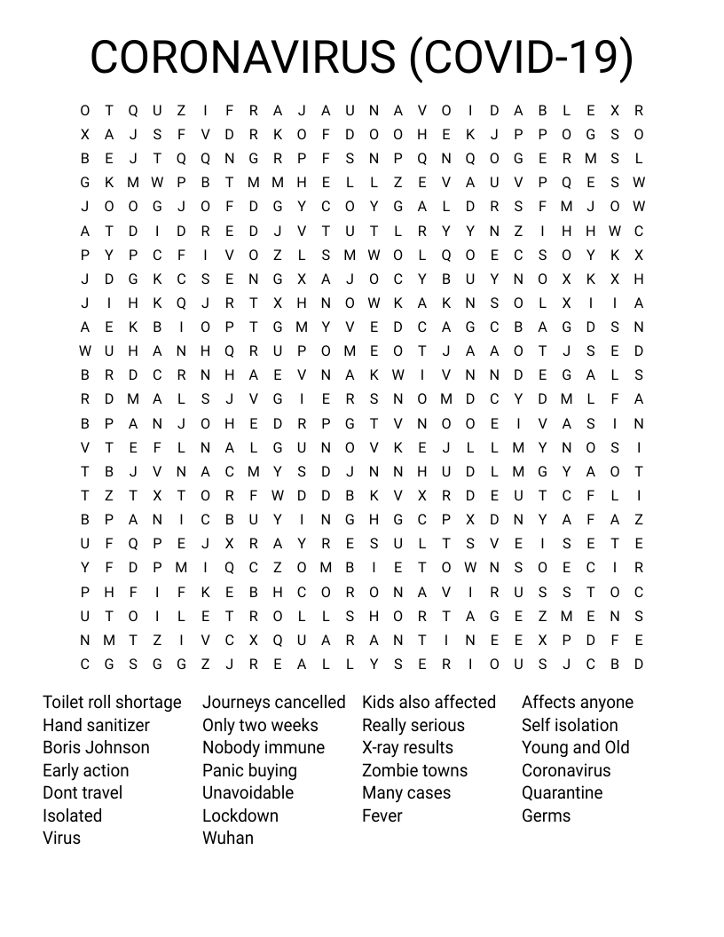 CORONAVIRUS (COVID-19) Word Search