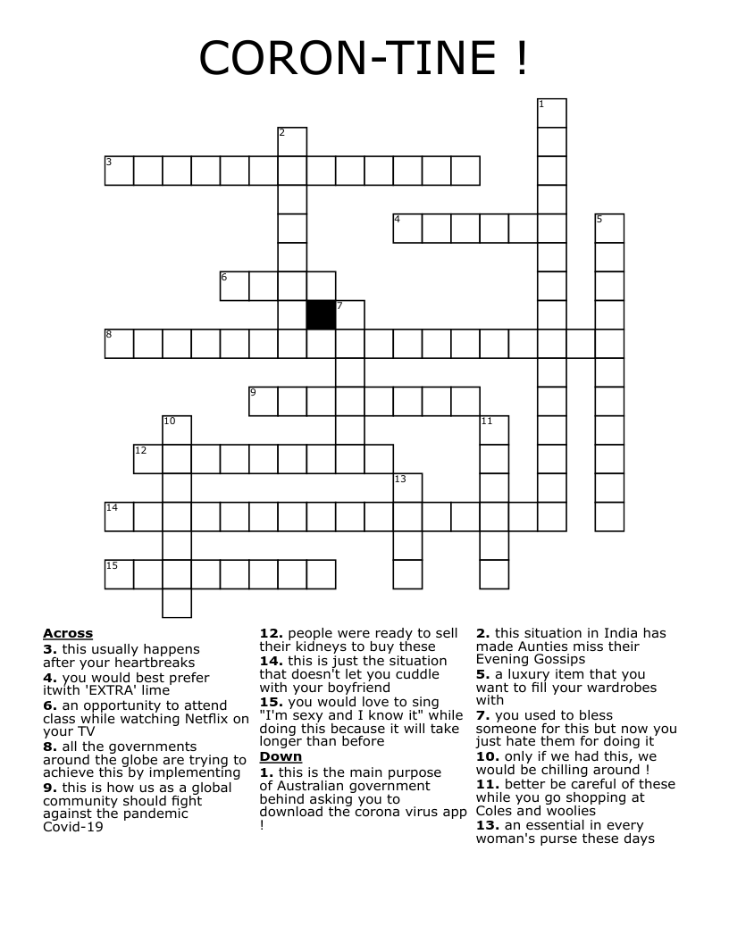 CORON-TINE ! Crossword