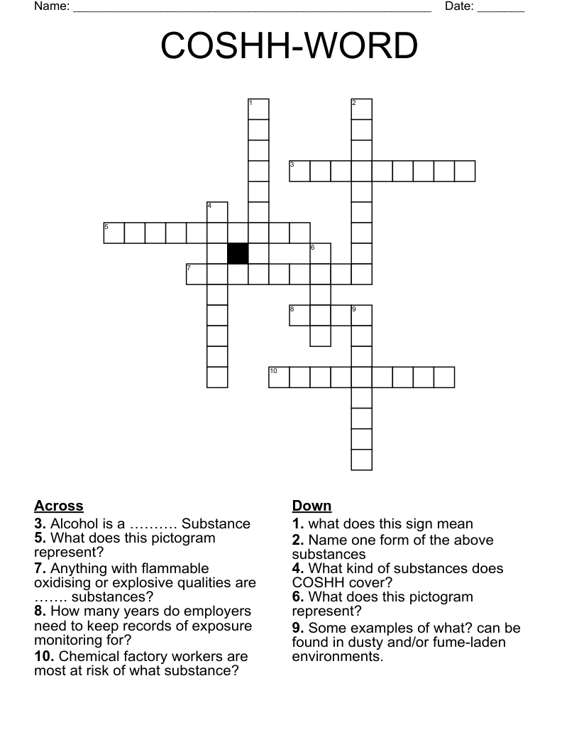 COSHH-WORD Crossword
