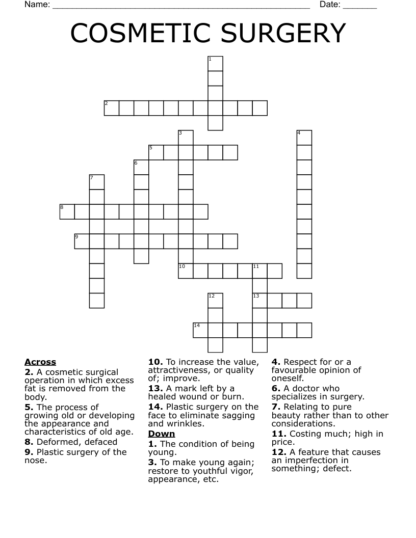 COSMETIC SURGERY Crossword