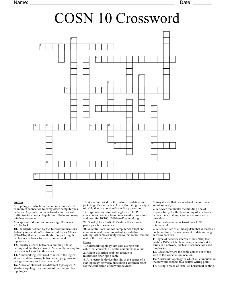 COSN 10 Crossword