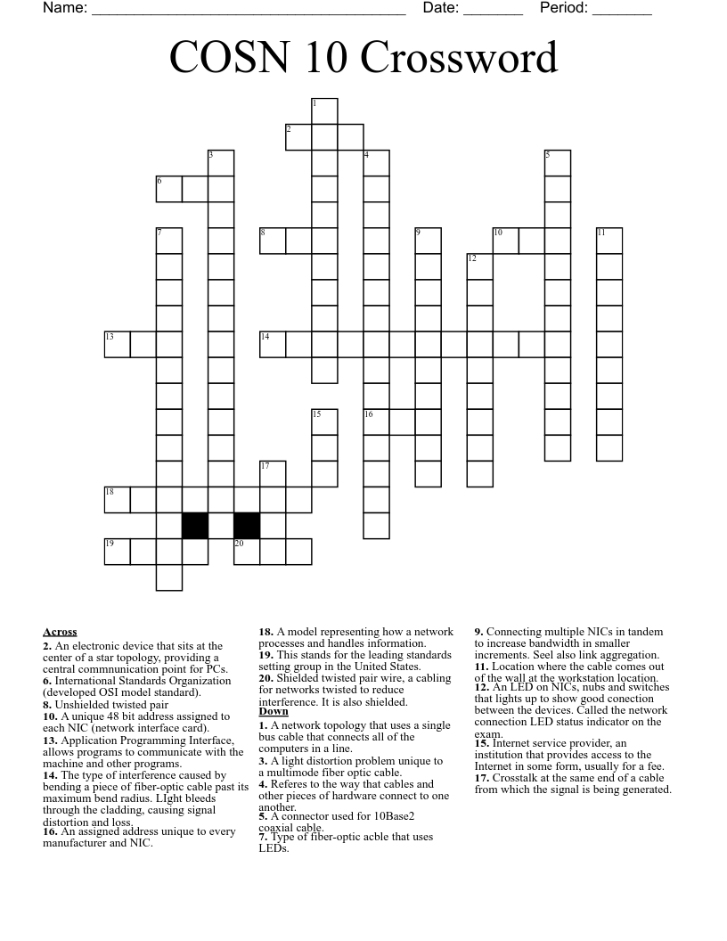 COSN 10 Crossword