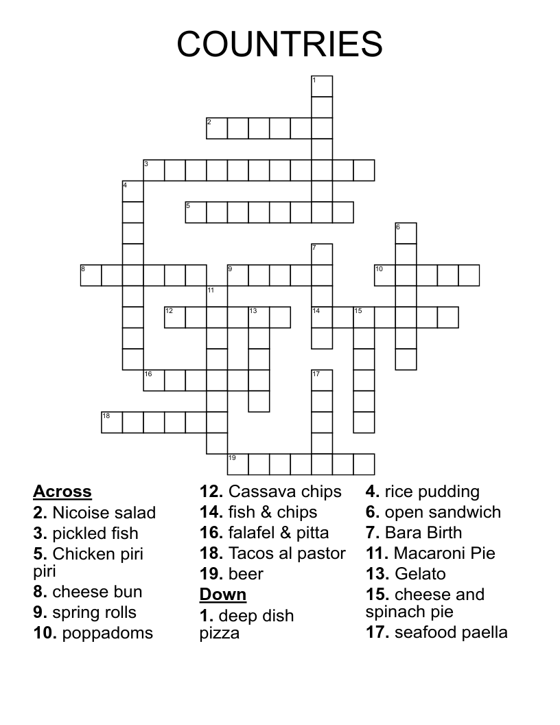 COUNTRIES  Crossword