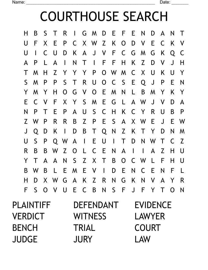 COURTHOUSE SEARCH Word Search