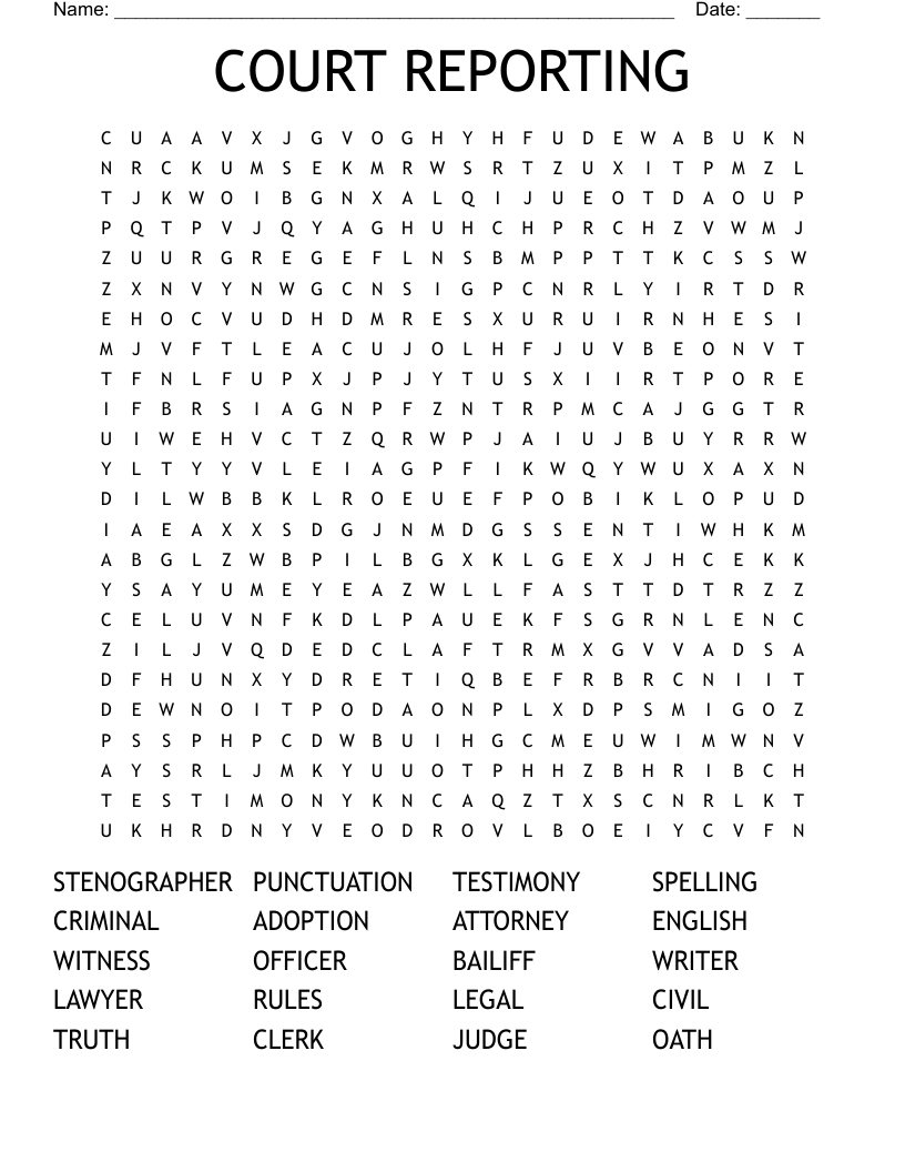 COURT REPORTING Word Search
