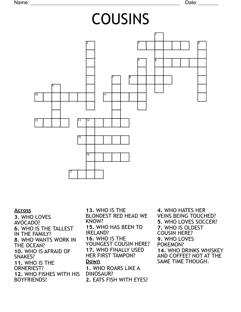 COUSINS Crossword