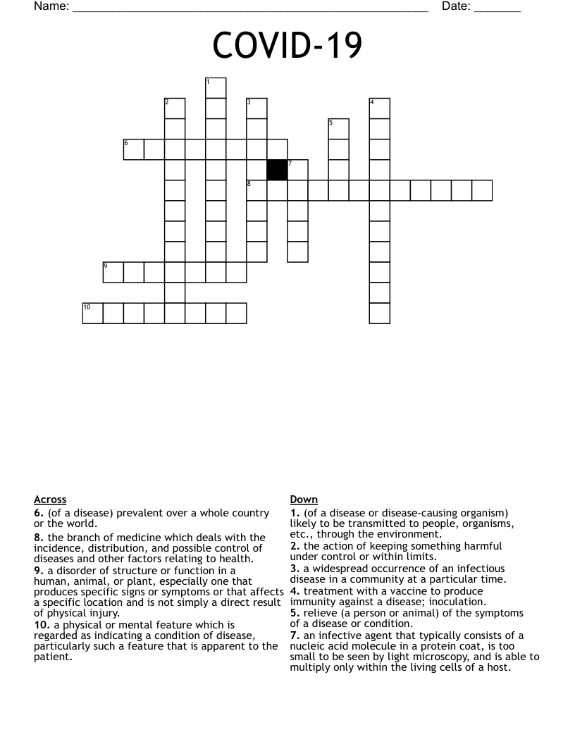 COVID-19 Crossword