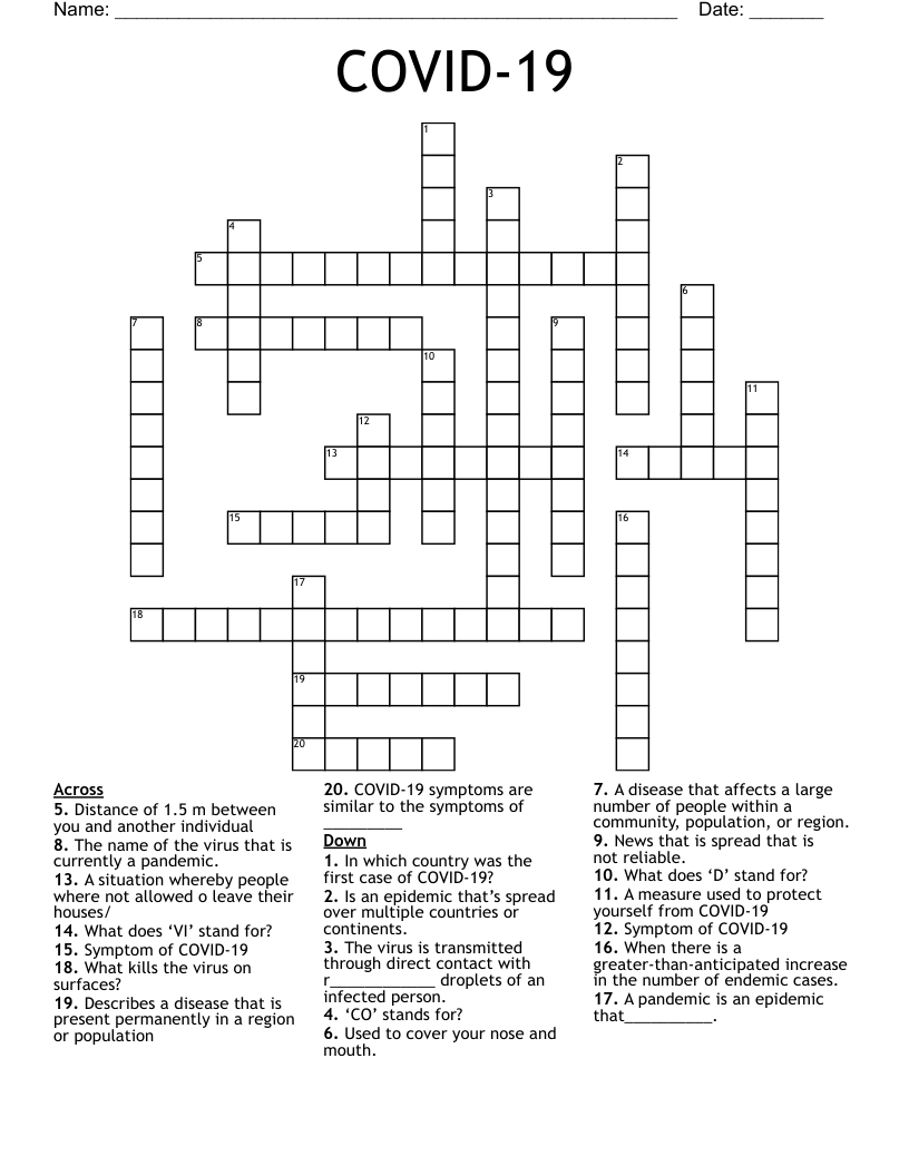 COVID-19 Crossword
