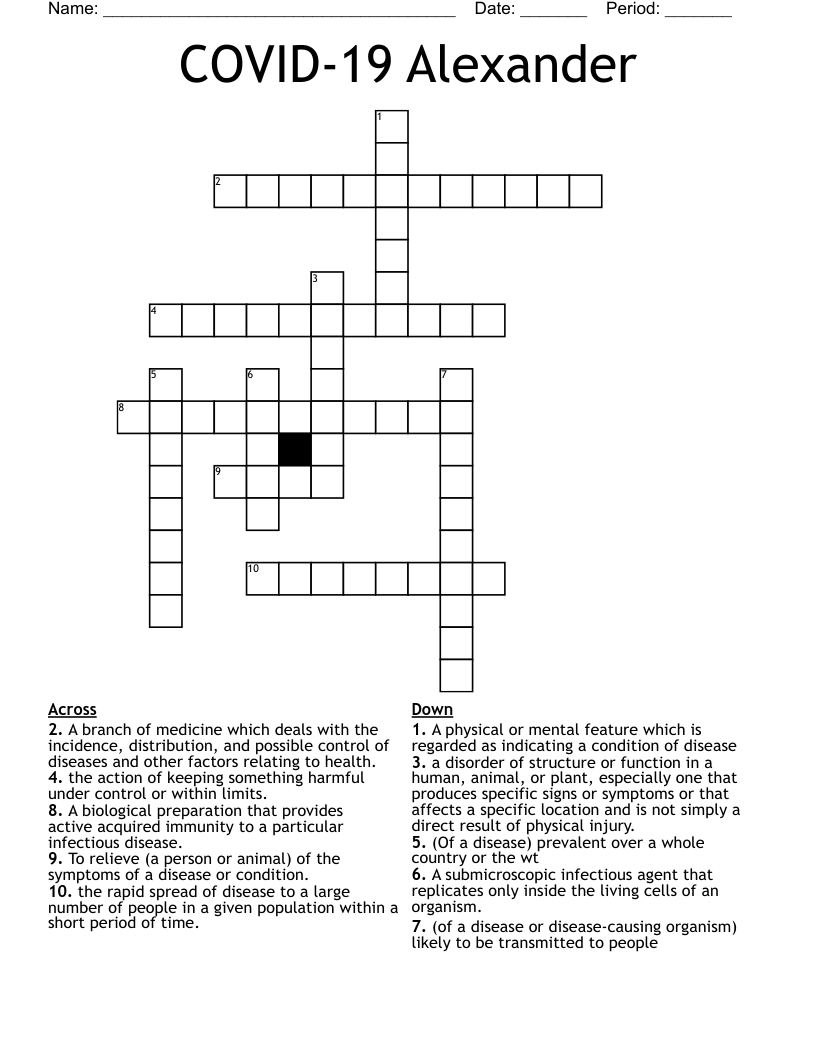 COVID-19 Alexander  Crossword
