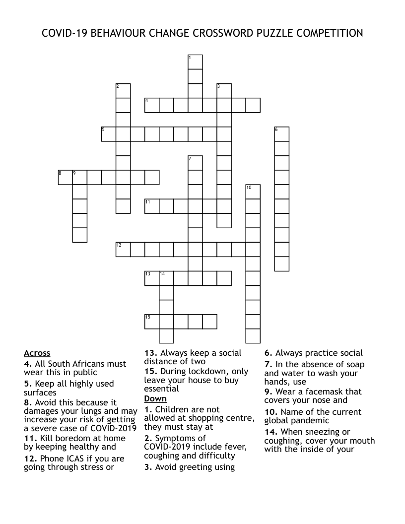 COVID-19 BEHAVIOUR CHANGE CROSSWORD PUZZLE COMPETITION