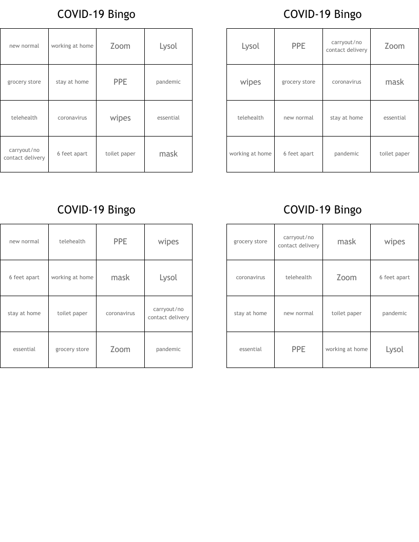 COVID-19 Bingo