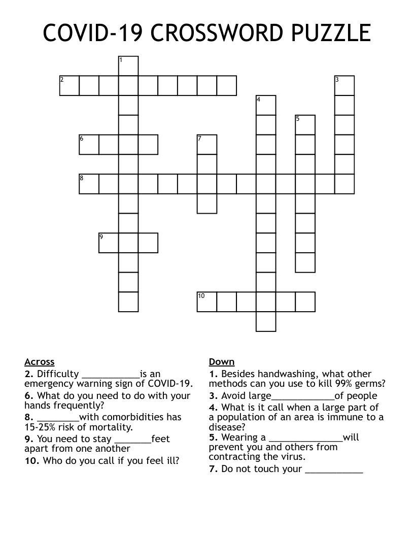 COVID-19 CROSSWORD PUZZLE
