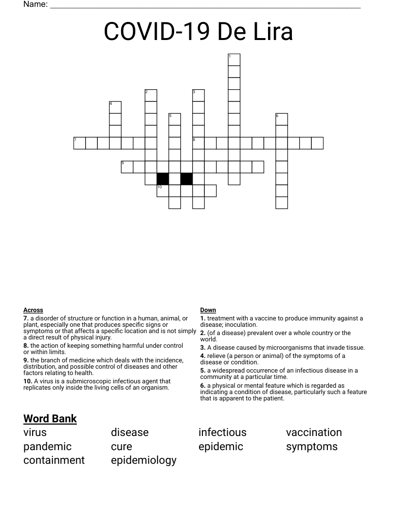 COVID-19 De Lira Crossword