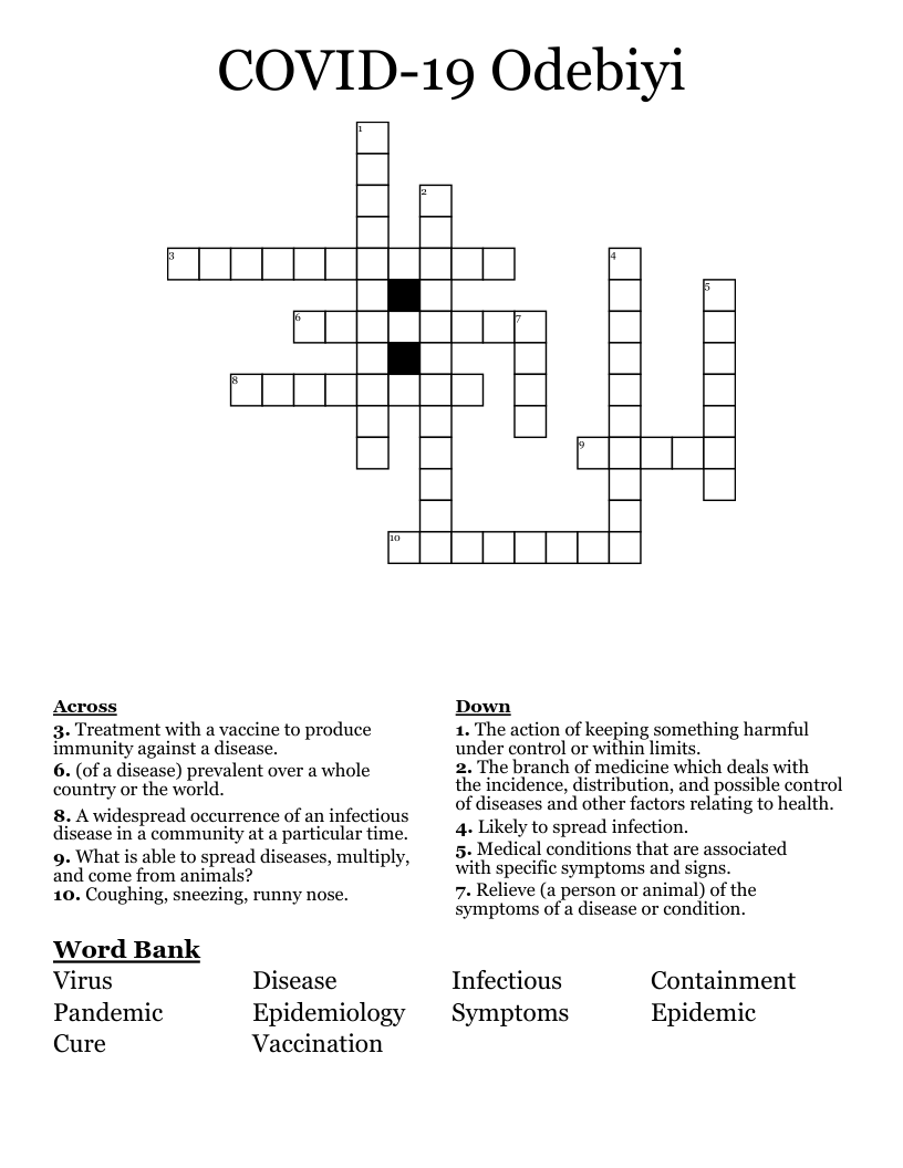 COVID-19 Odebiyi Crossword