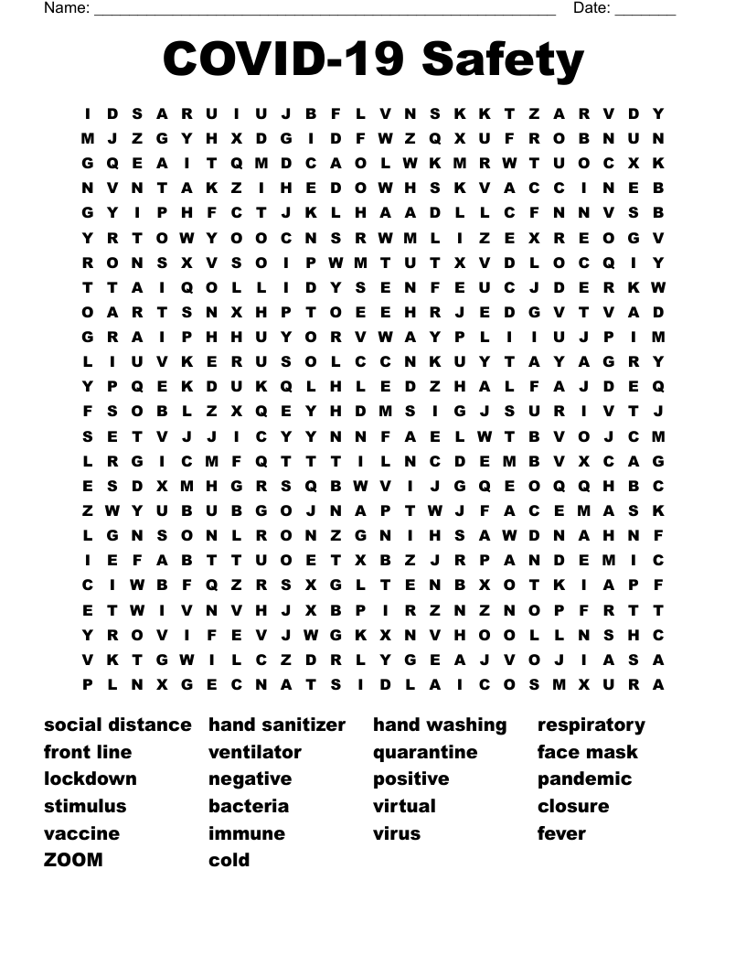 COVID-19 Safety Word Search