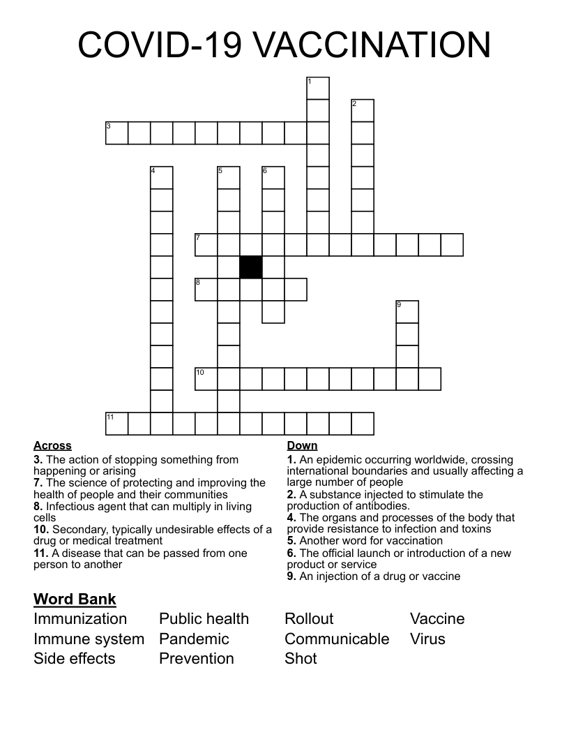 COVID-19 VACCINATION Crossword