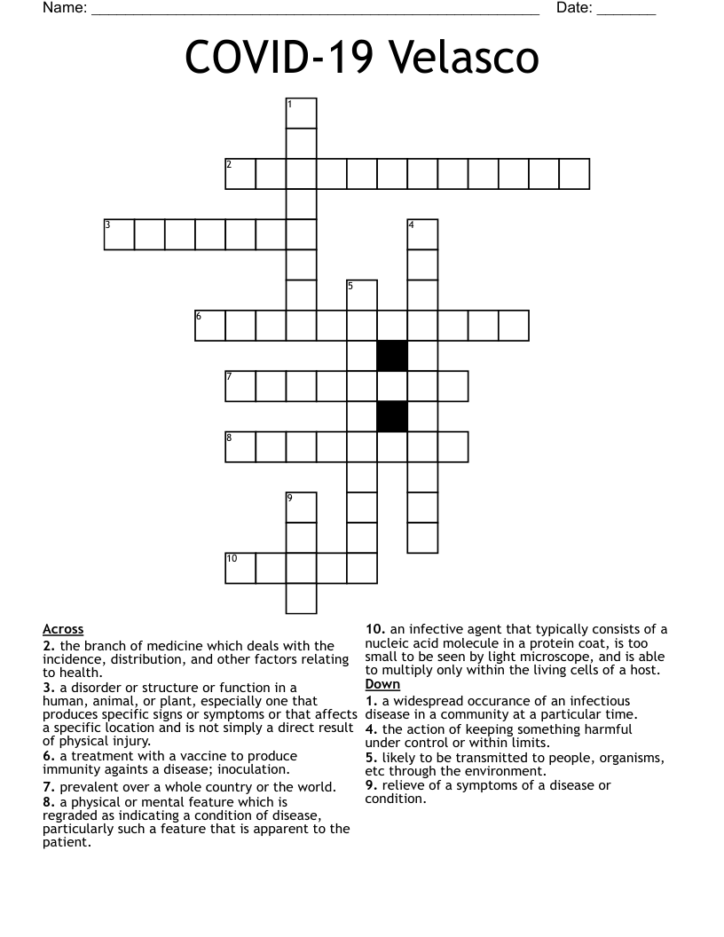 COVID-19 Velasco Crossword