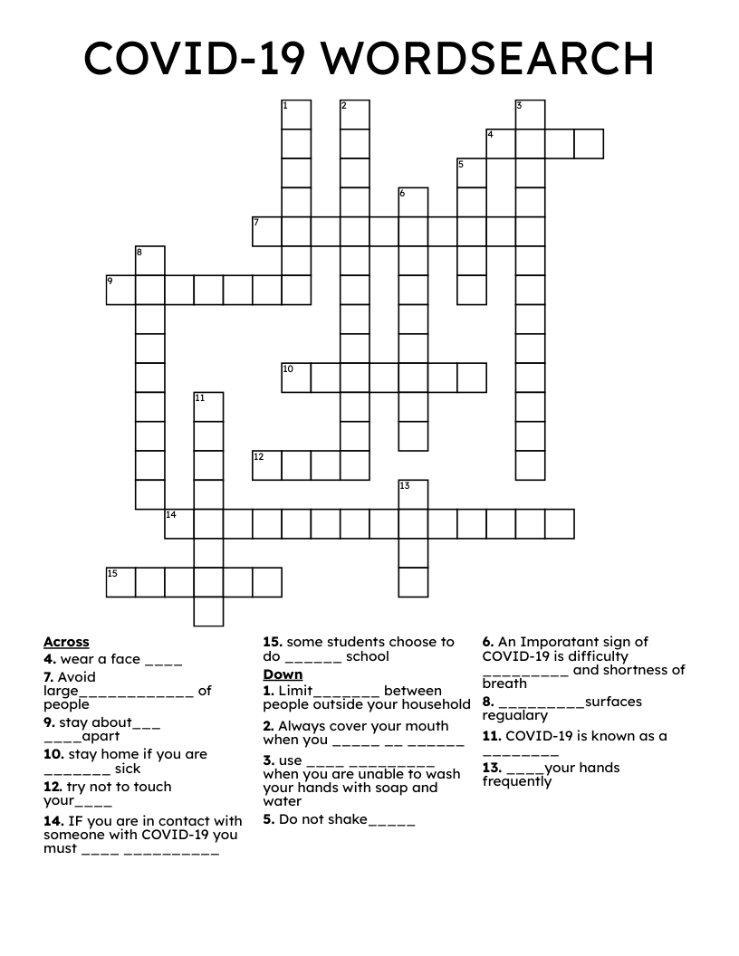 COVID-19 WORDSEARCH  Crossword