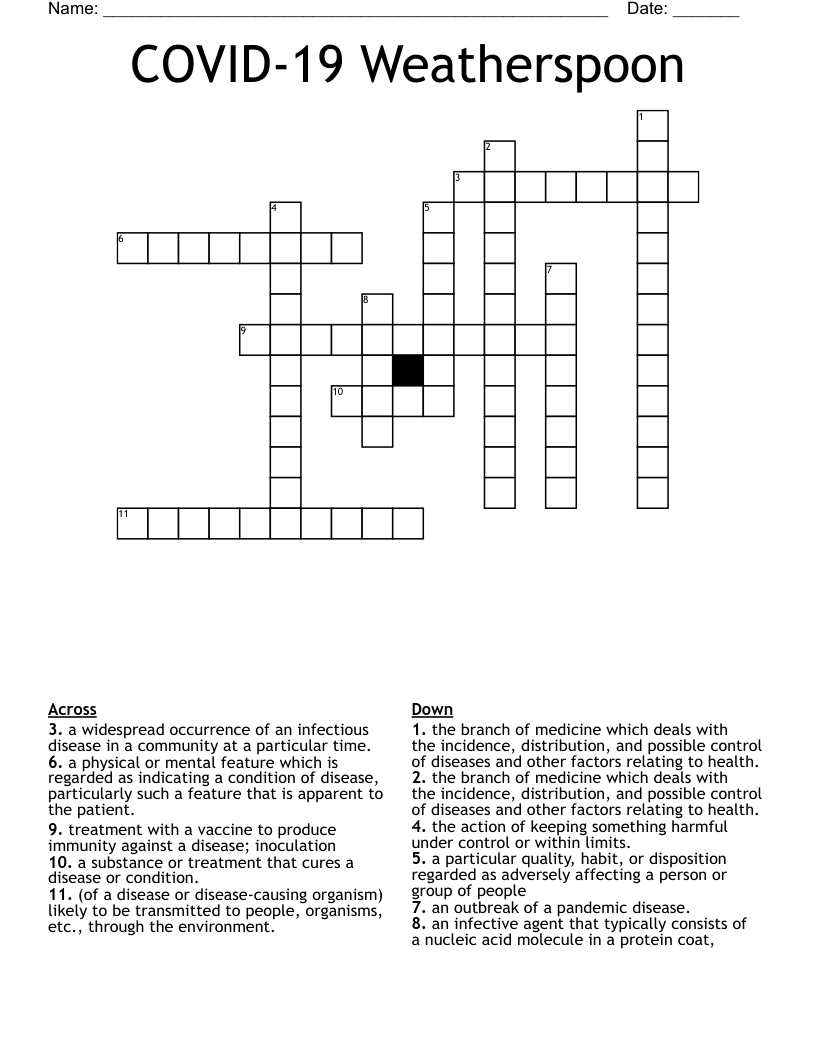 COVID-19 Weatherspoon Crossword