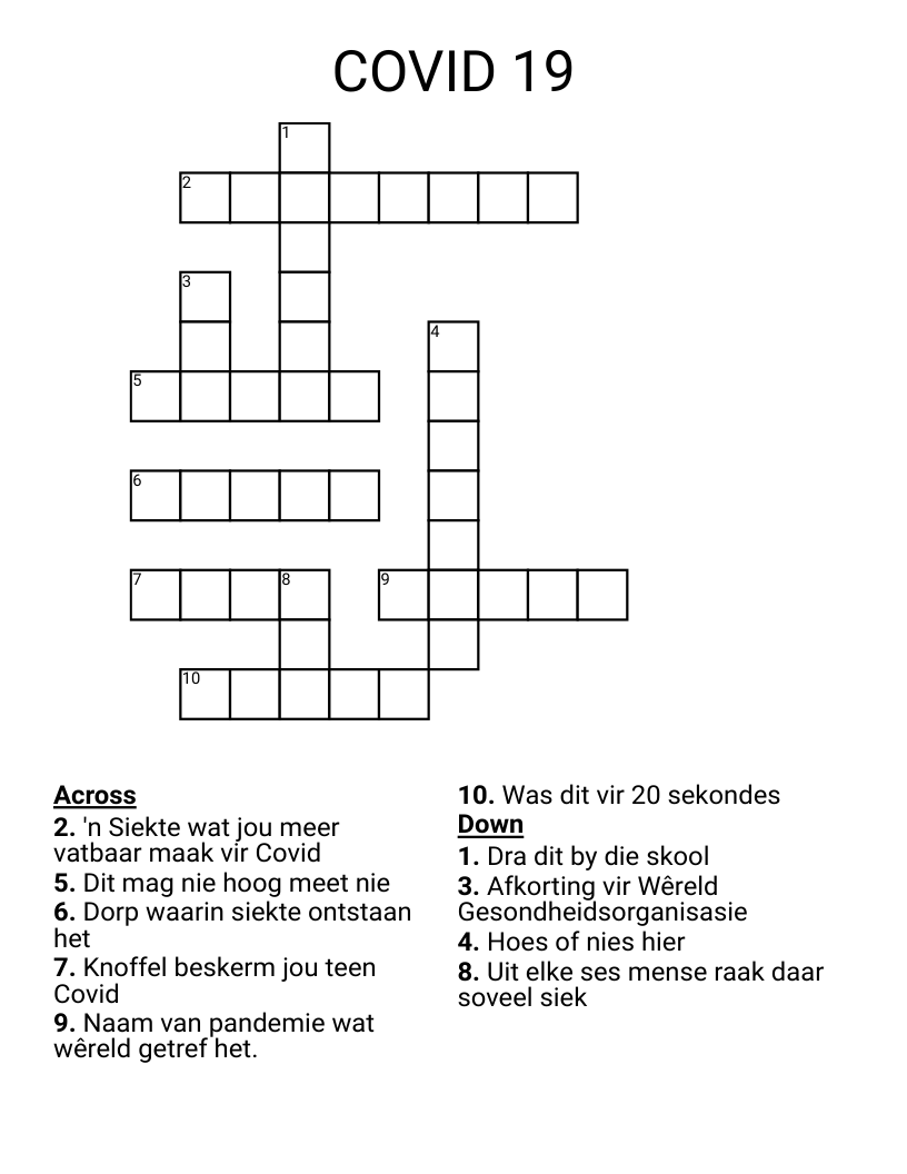 COVID 19 Crossword