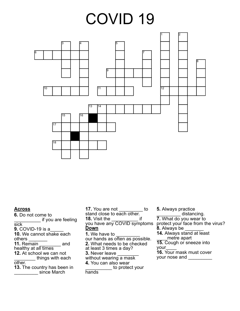 COVID 19 Crossword