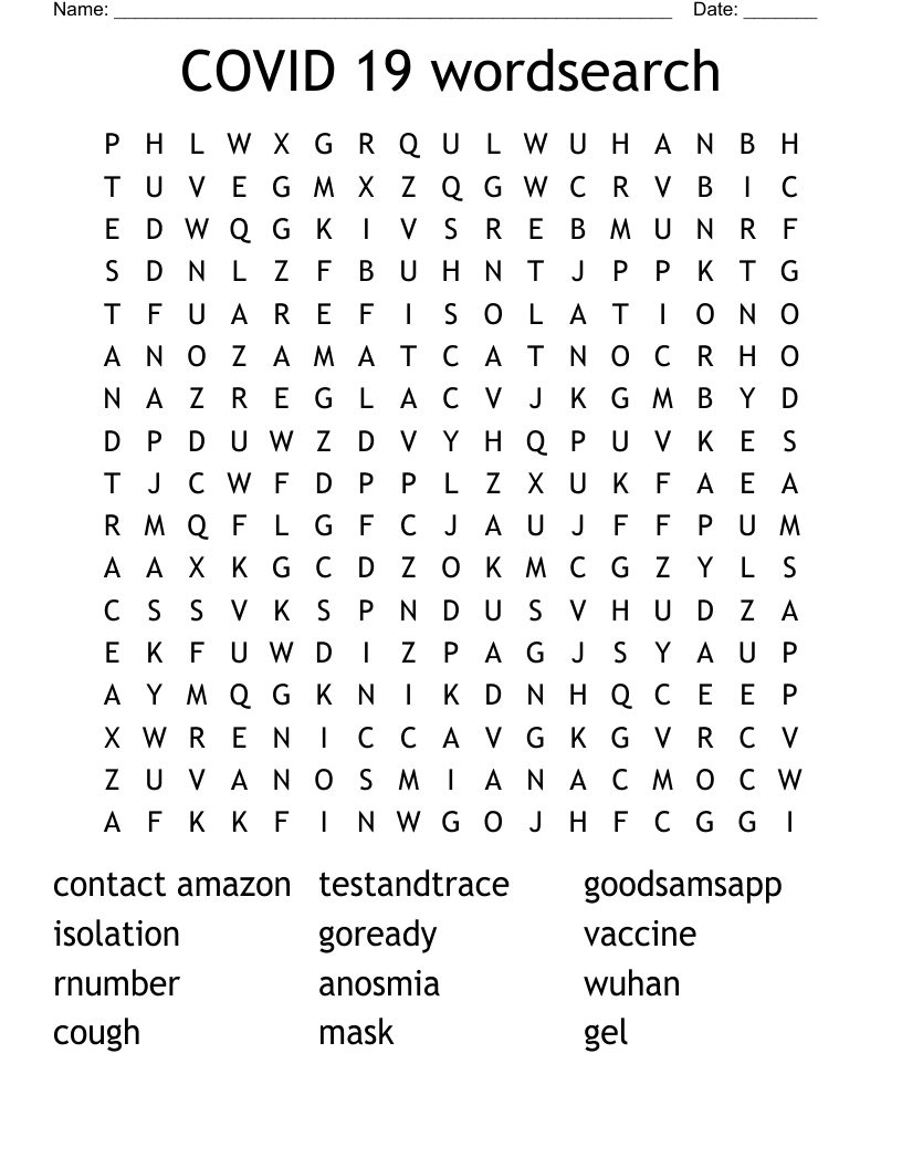 COVID 19 wordsearch