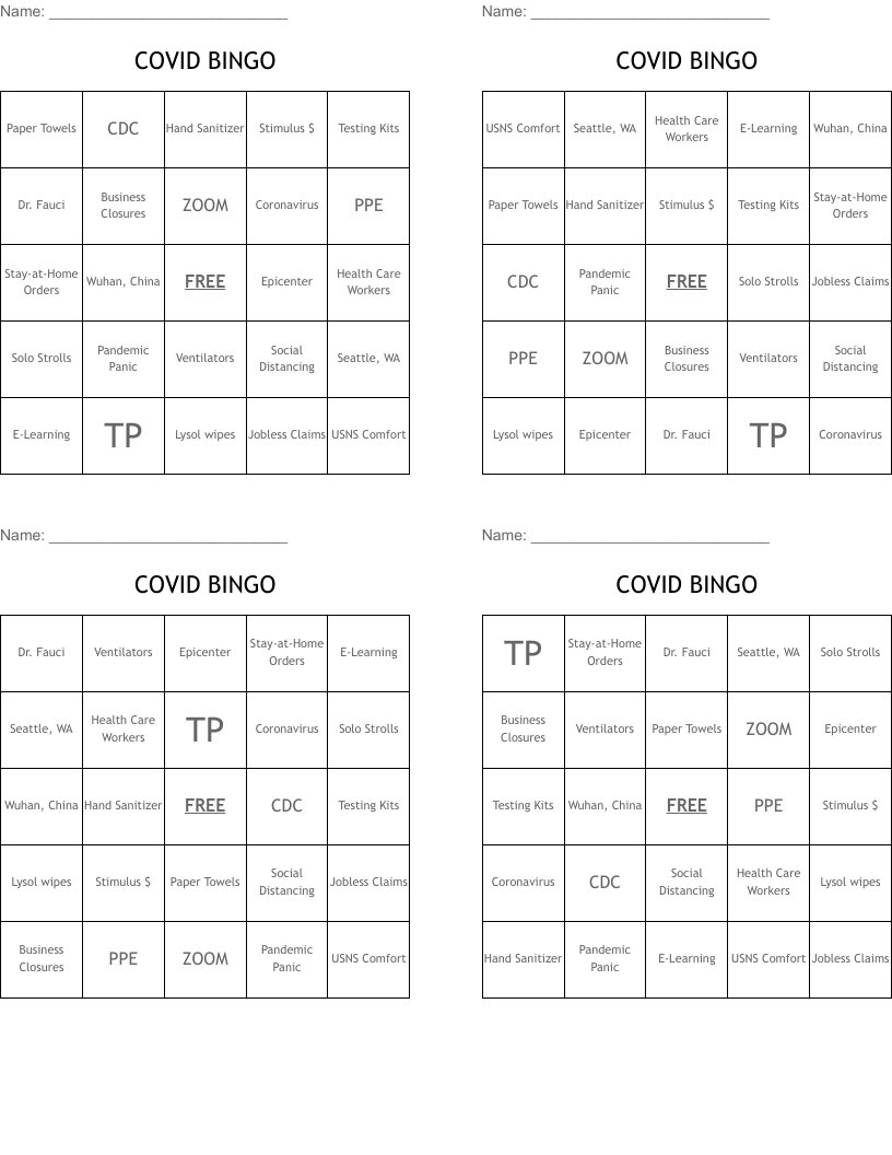 COVID BINGO
