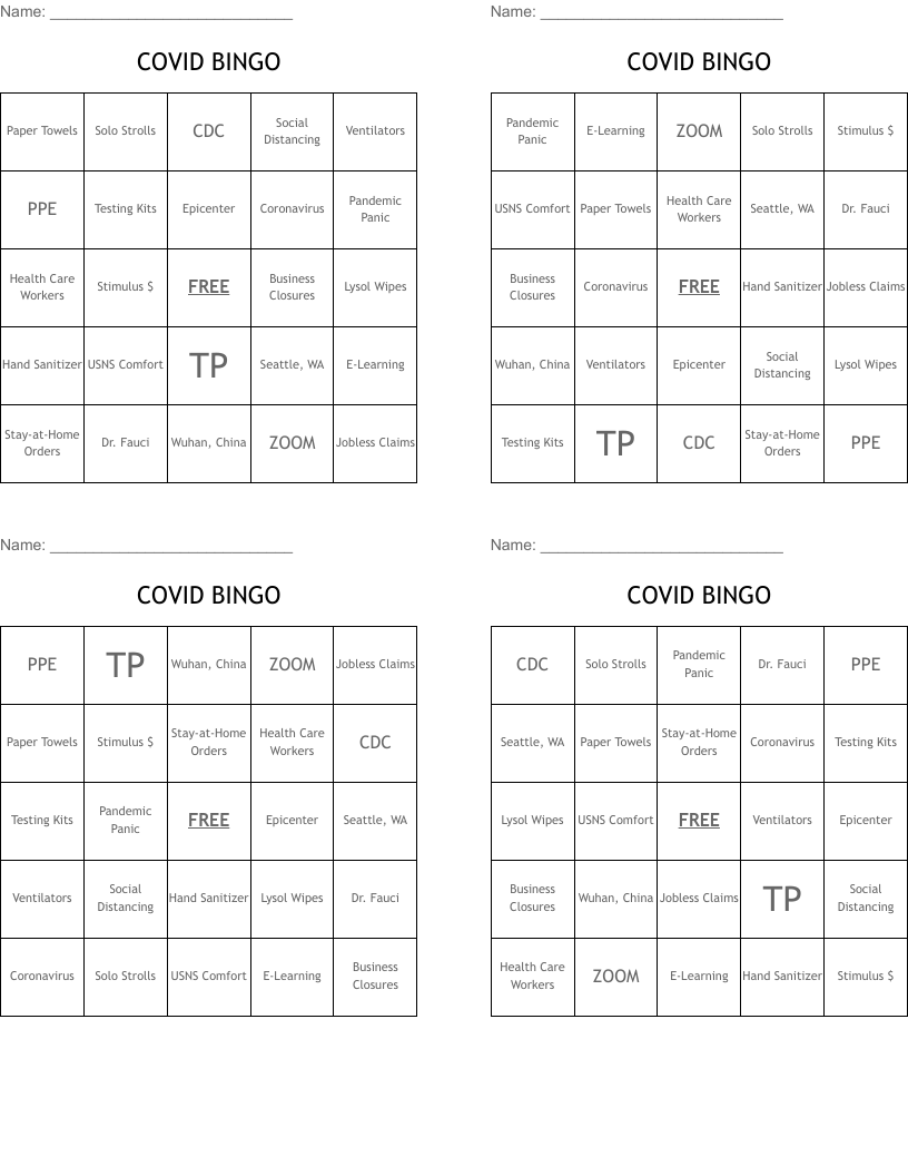 COVID BINGO