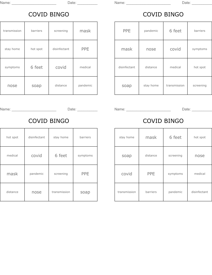 COVID BINGO