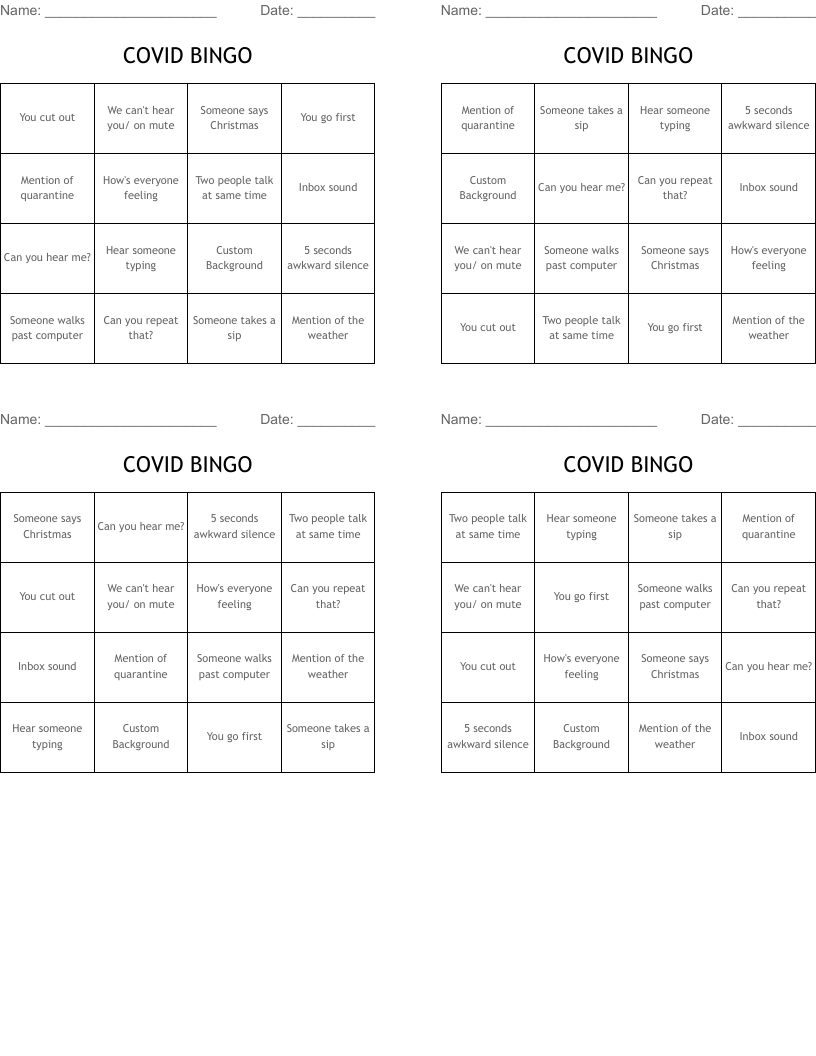 COVID BINGO