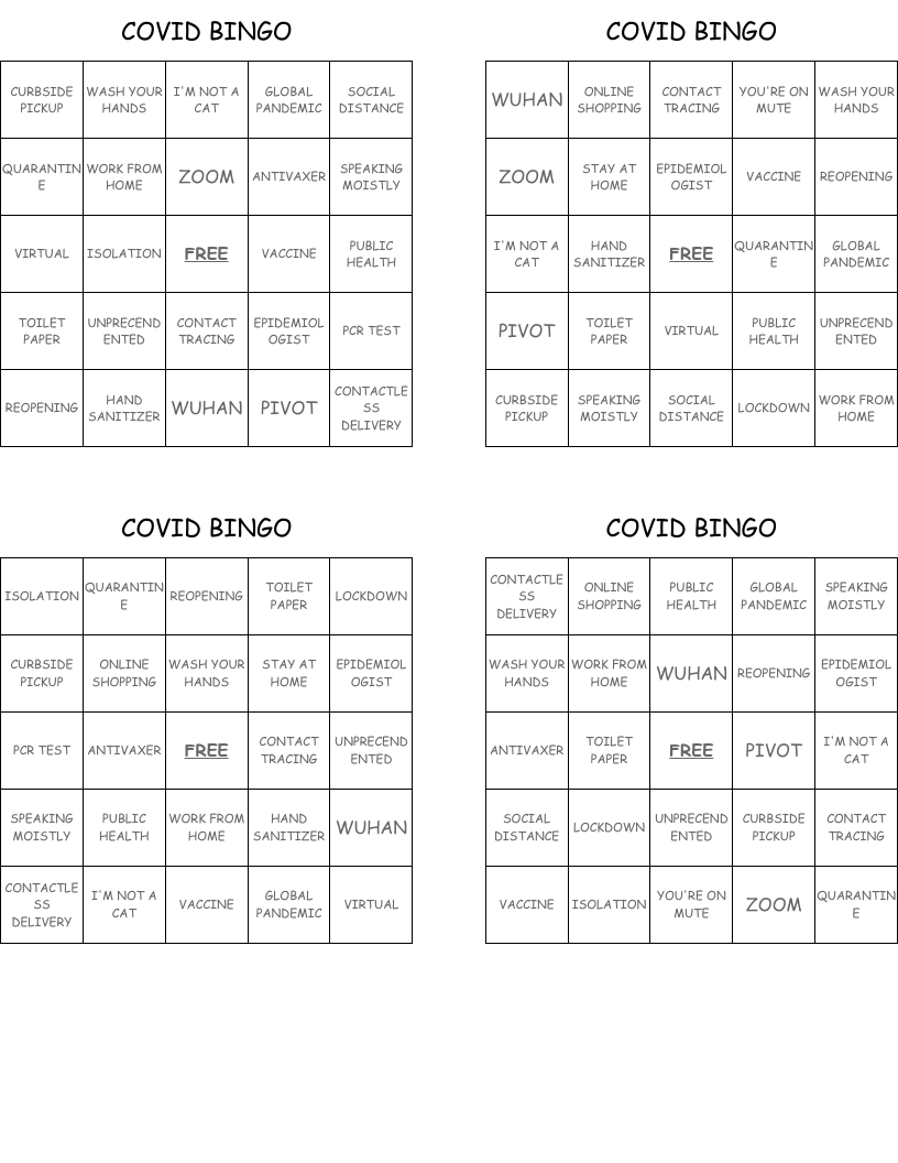COVID BINGO