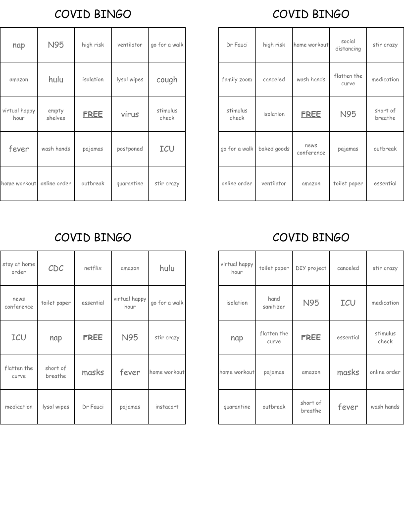 COVID BINGO 