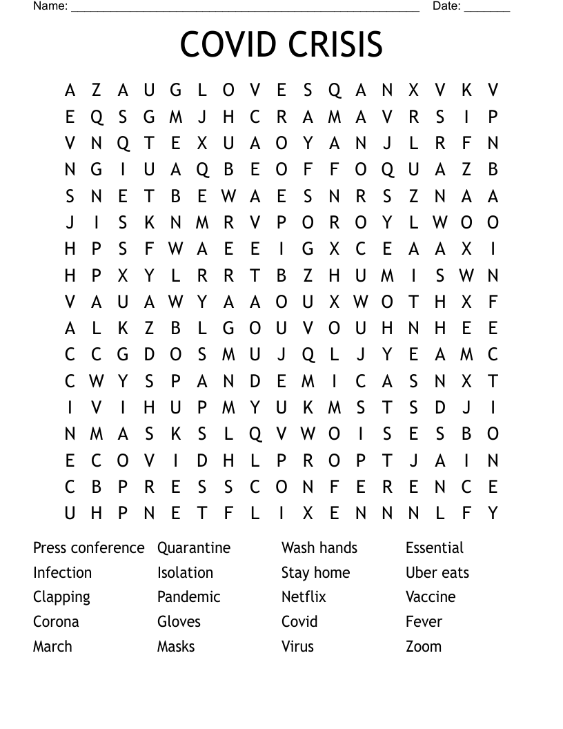 COVID CRISIS Word Search