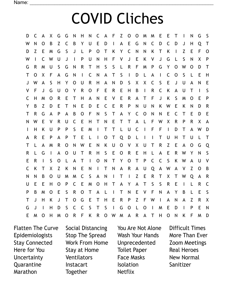 COVID Cliches Word Search