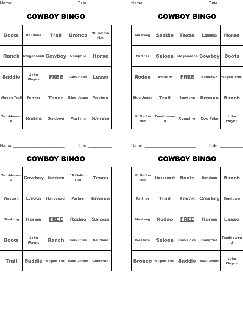 COWBOY BINGO