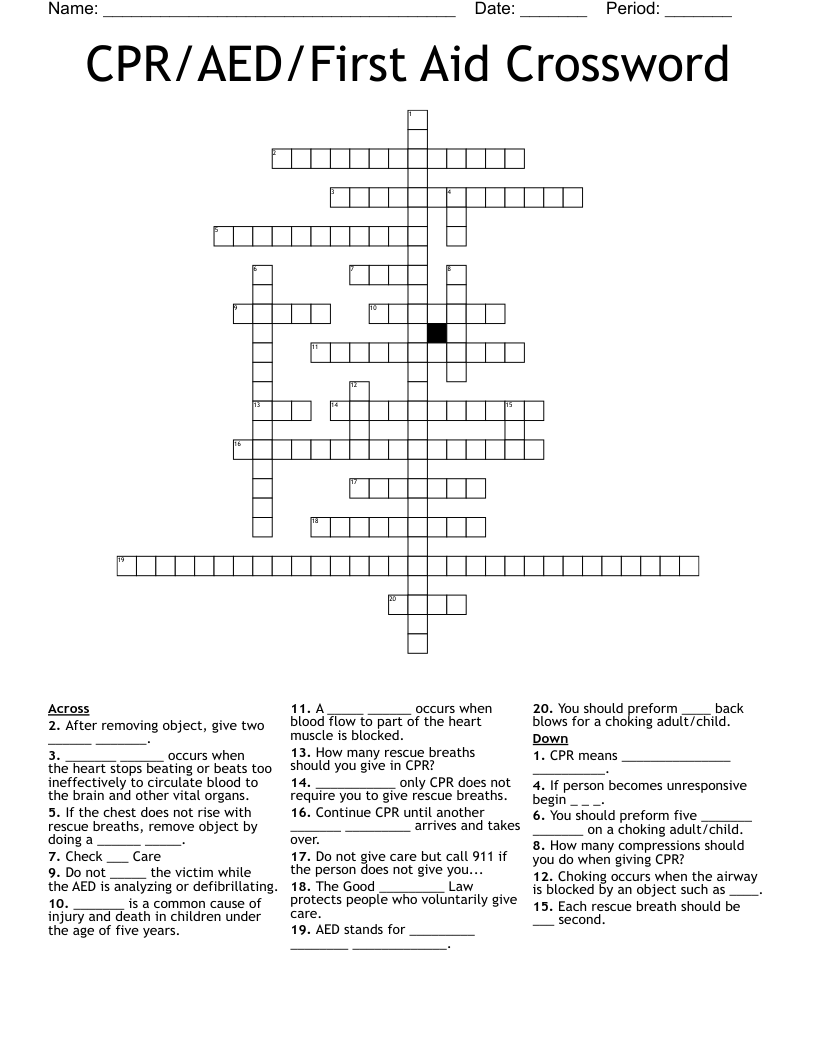 CPR/AED/First Aid Crossword