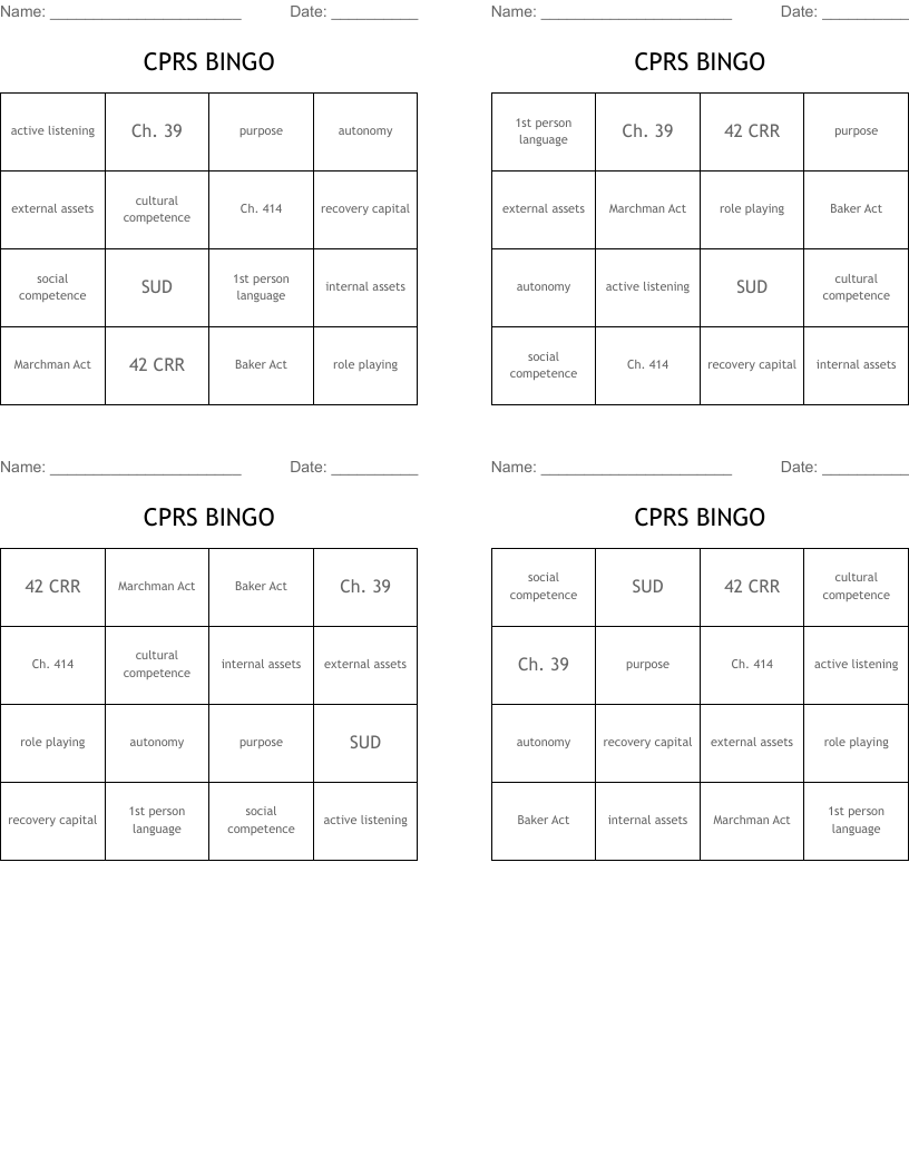 CPRS BINGO