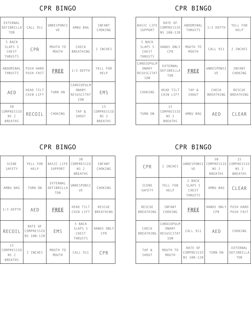 CPR BINGO