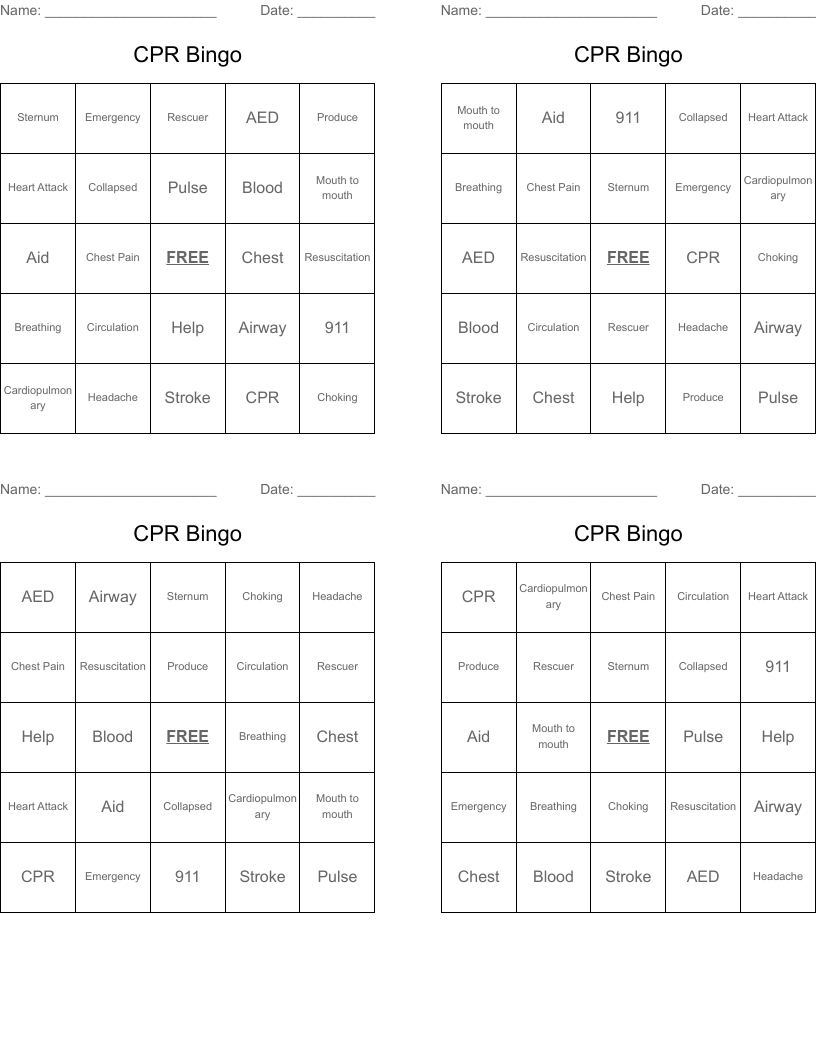 CPR Bingo