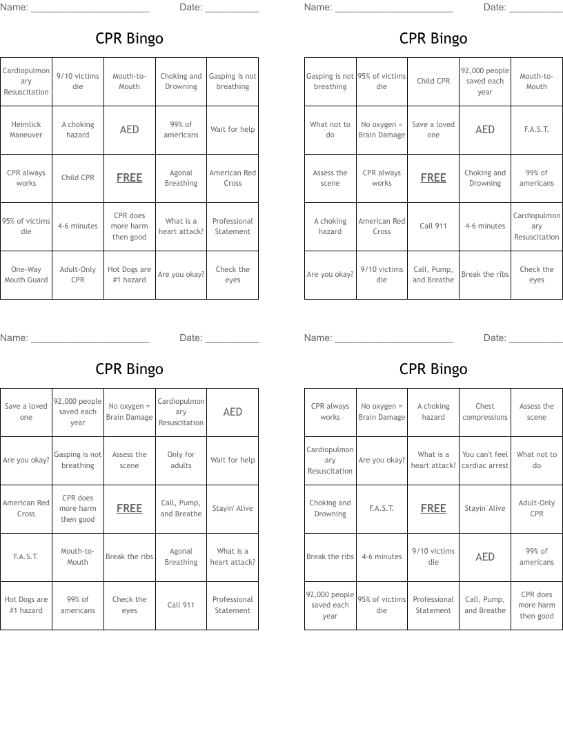 CPR Bingo