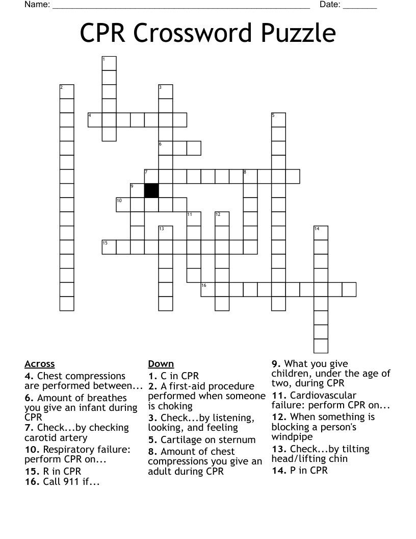 CPR Crossword Puzzle