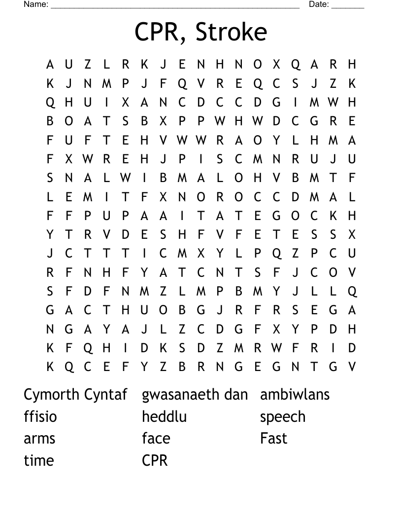 CPR, Stroke Word Search