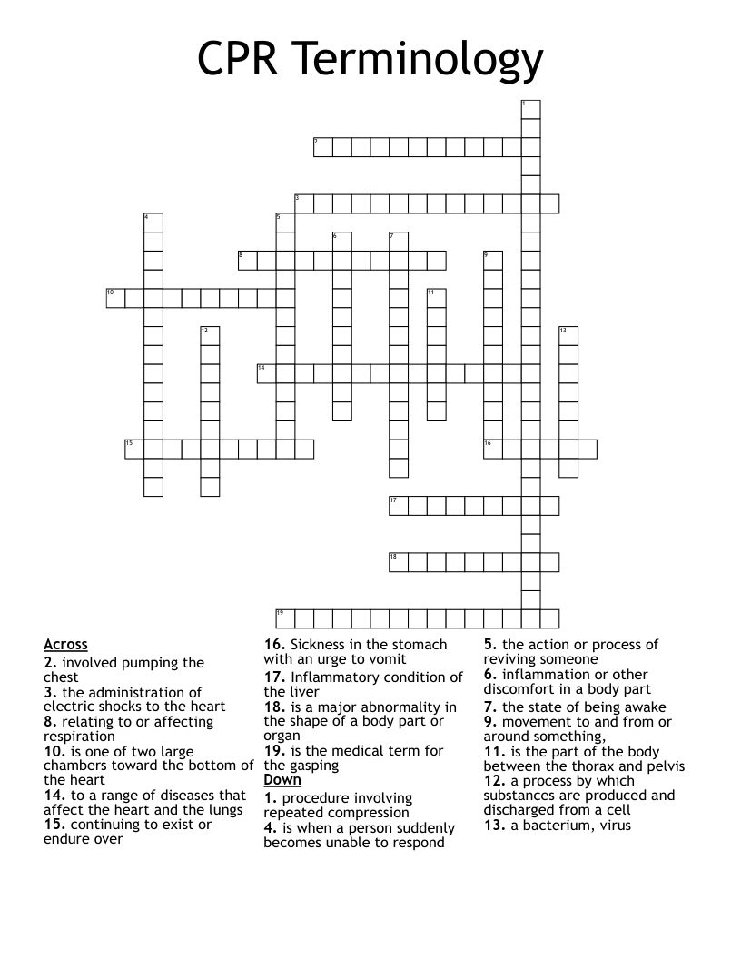 CPR Terminology Crossword