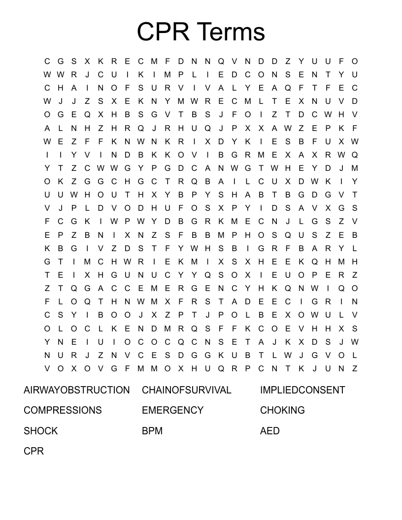 CPR Terms Word Search